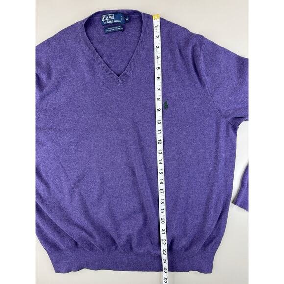 Vintage Polo Ralph Lauren V-Neck Sweater Men’s XL Purple Pima Cotton Pony Preppy - Picture 4 of 9